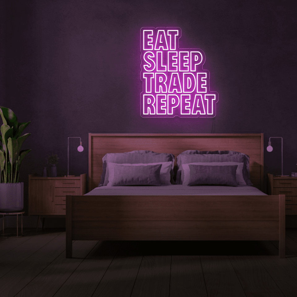 EAT SLEEP TRADE REPEAT PINK COLOR LED NEON SIGN