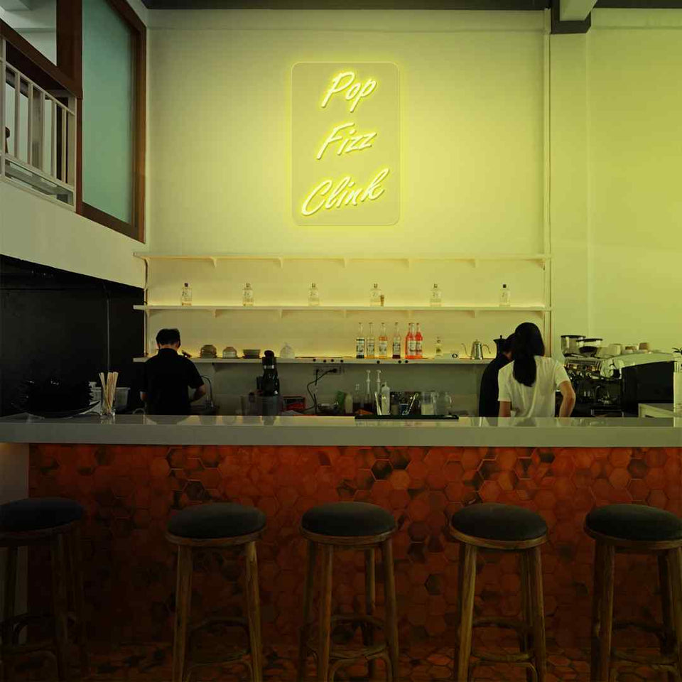 Pop fizz clink neon sign
