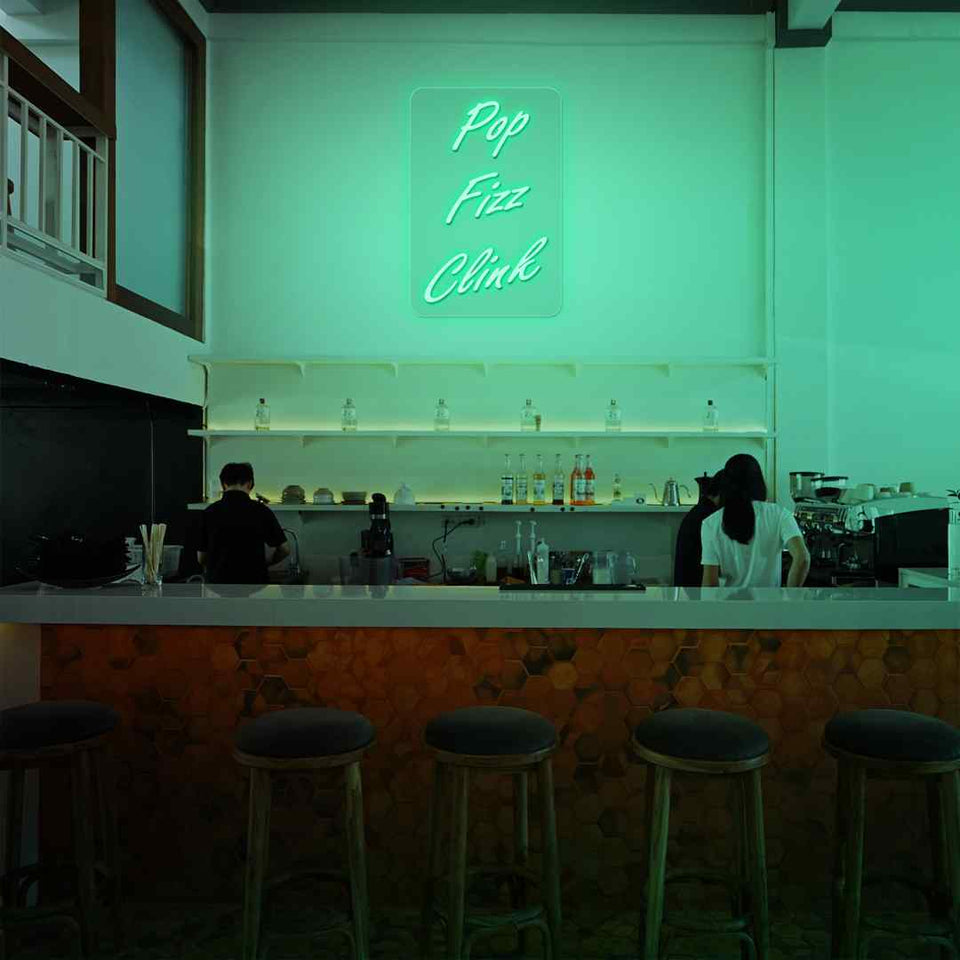 Pop fizz clink neon sign