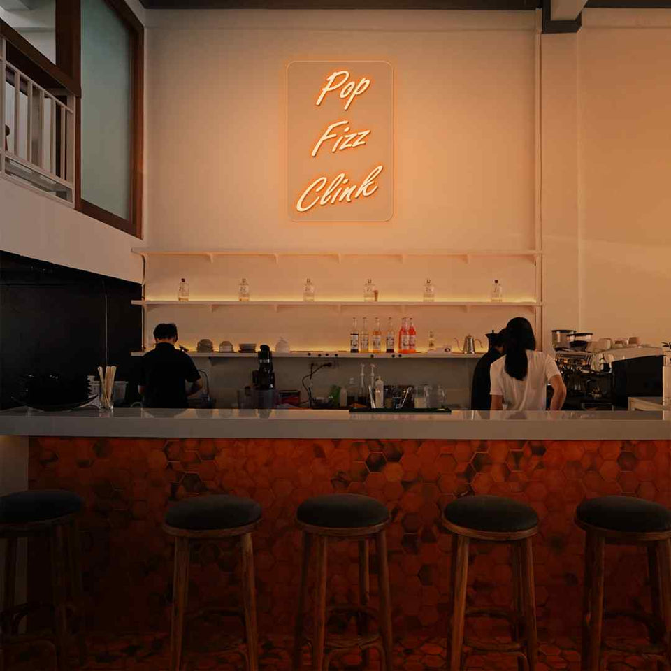 Pop fizz clink neon sign