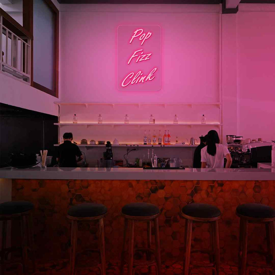 Pop fizz clink neon sign