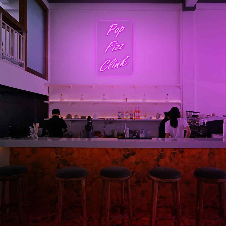 Pop fizz clink neon sign