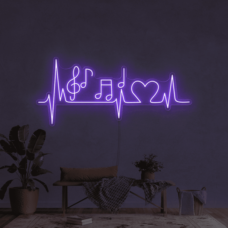 Music pulse LED Neon sign in purple color designed by neonmarvels.com