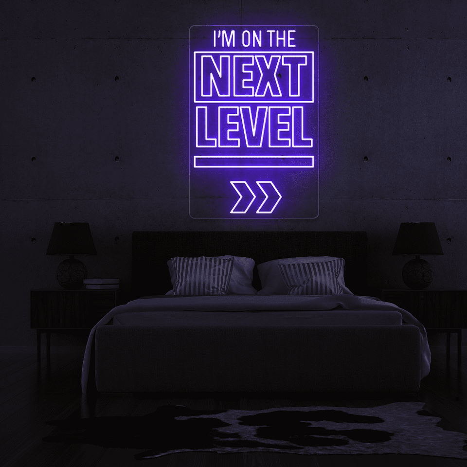 I'M ON THE NEXT LEVEL purple color LED Neon sign designed by neonmarvels.com