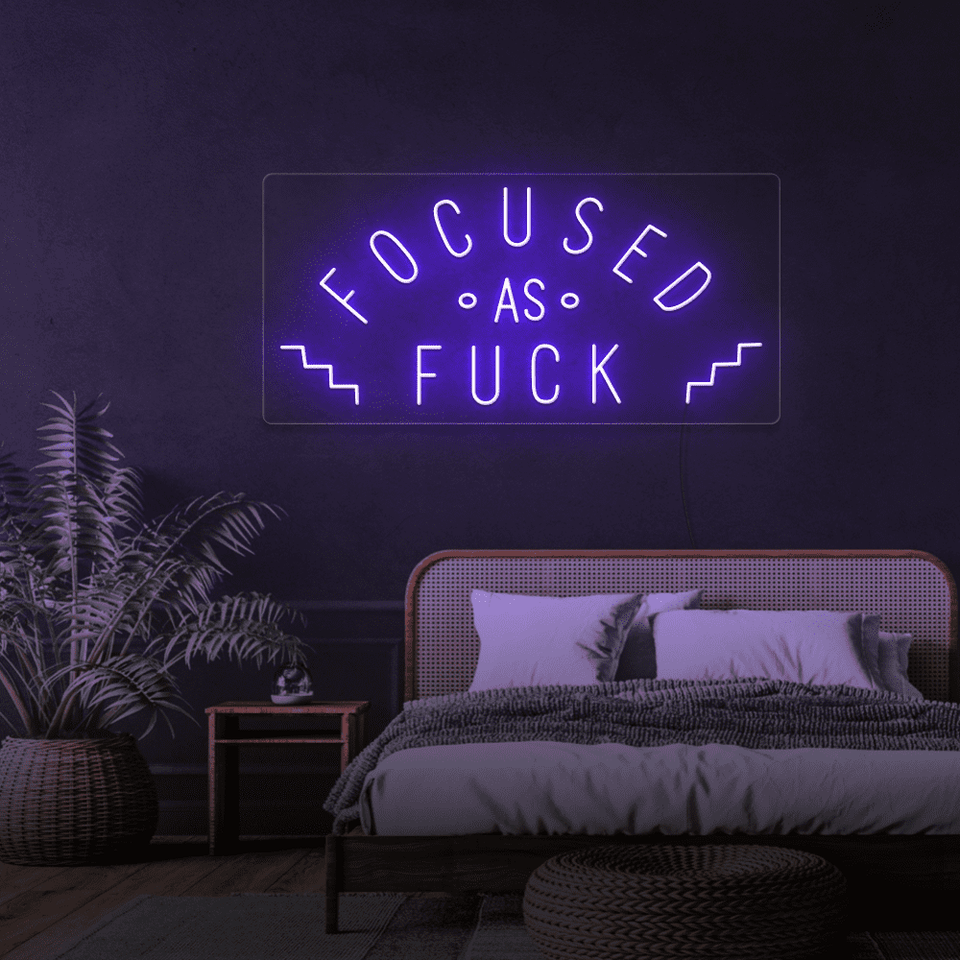 FOCUSED AS FUCK BLUE COLOR LED NEON SIGN
