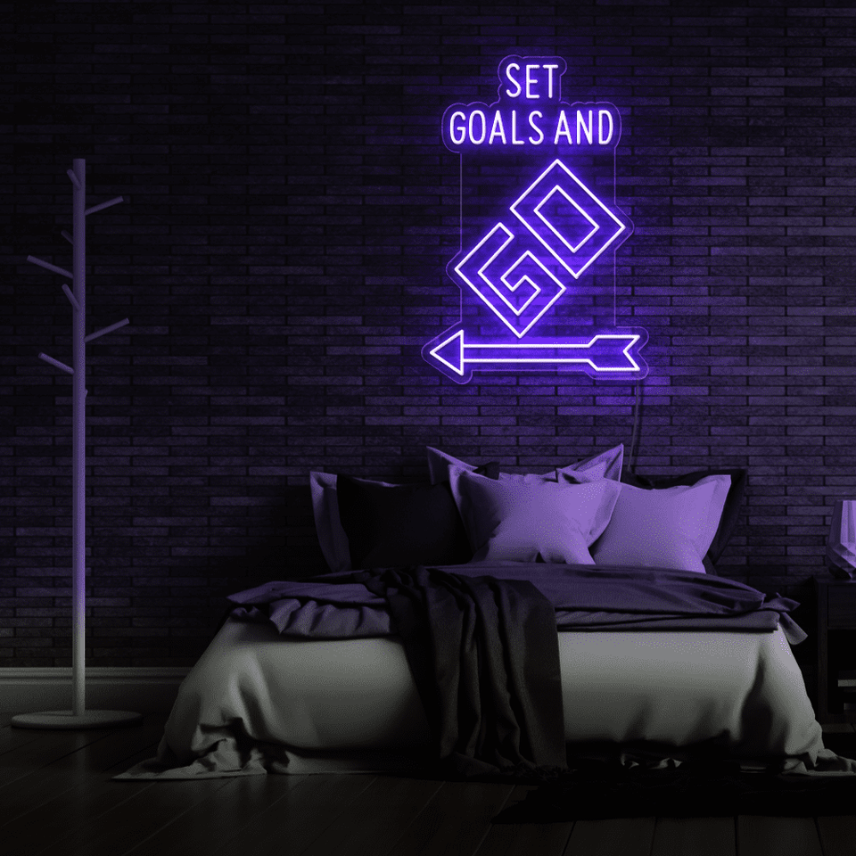 SET GOALS AND GO BLUE COLOR LED NEON SIGN