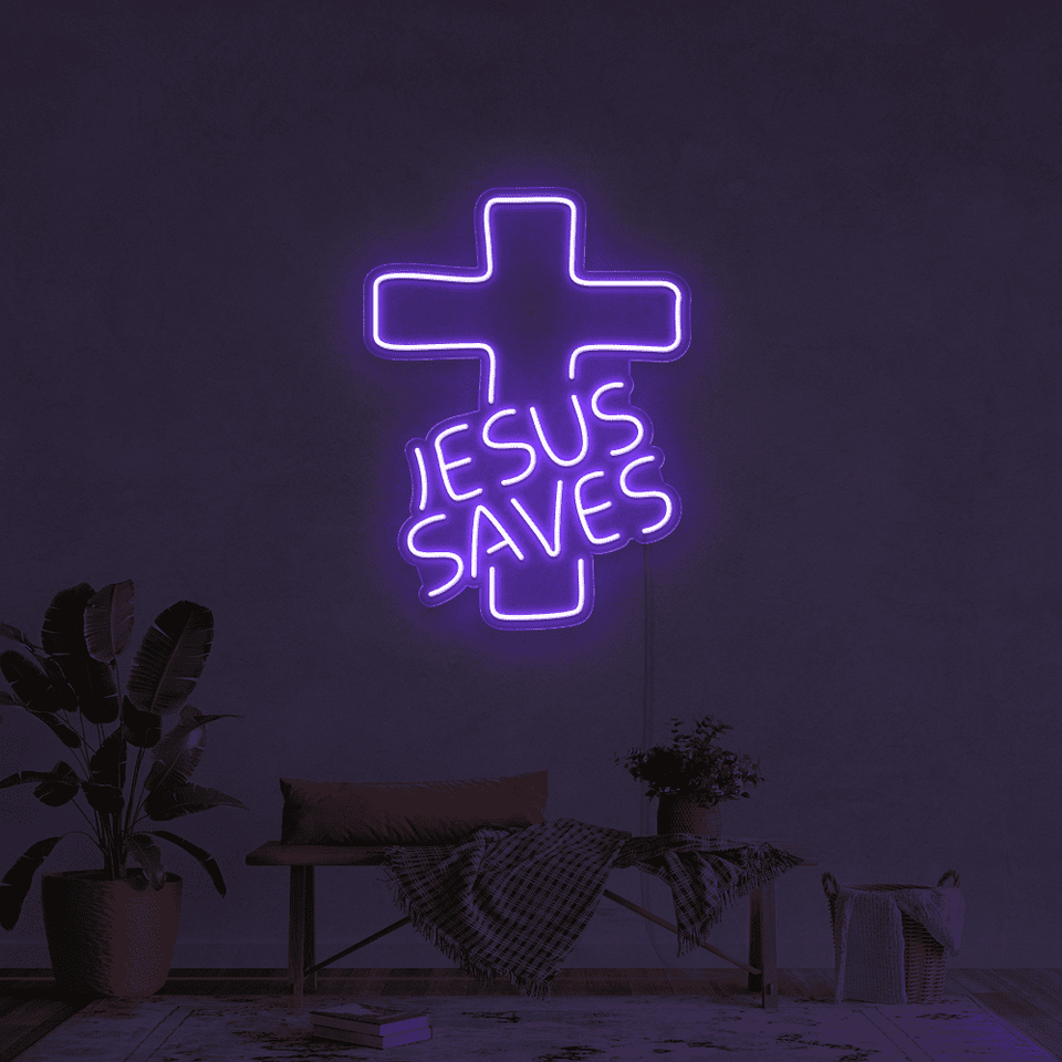 JESUS SAVES PURPLE COLOR LED NEON SIGN