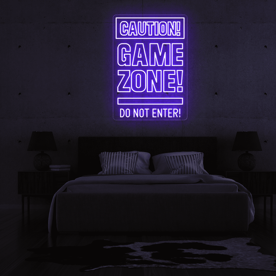 CAUTION GAMEZONE PURPLE COLOR LED NEON SIGN