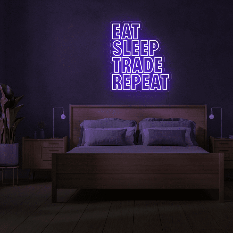 EAT SLEEP TRADE REPEAT PURPLE COLOR LED NEON SIGN