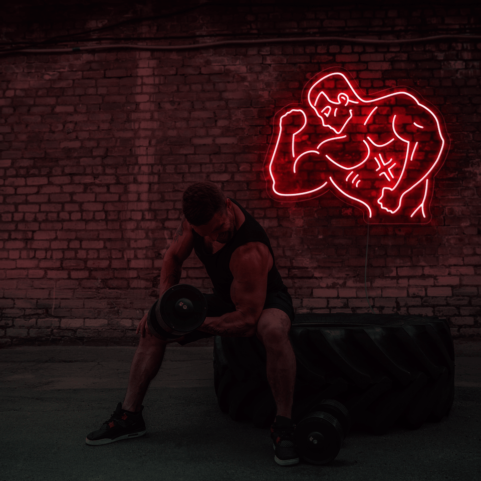 MEN WORKOUT RED COLOR LED NEON SIGN