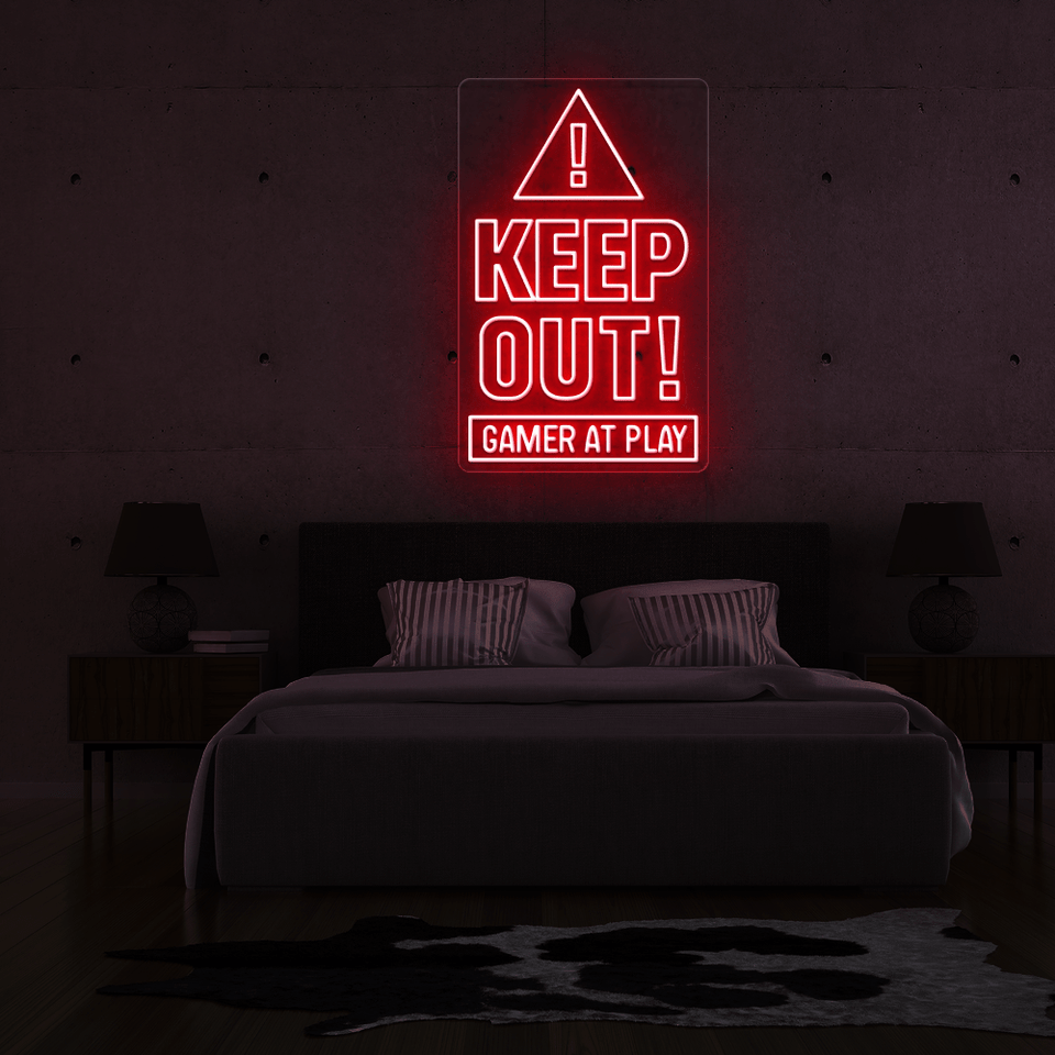 GAMER AT PLAY red color LED sign designed by neonmarvels.com