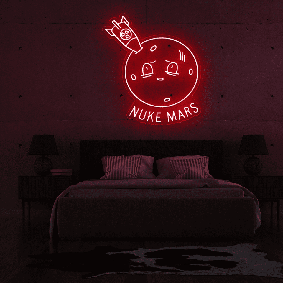Nuke Mars caption as LED Neon Sign in Red. Color - made by neonmarvels.com
