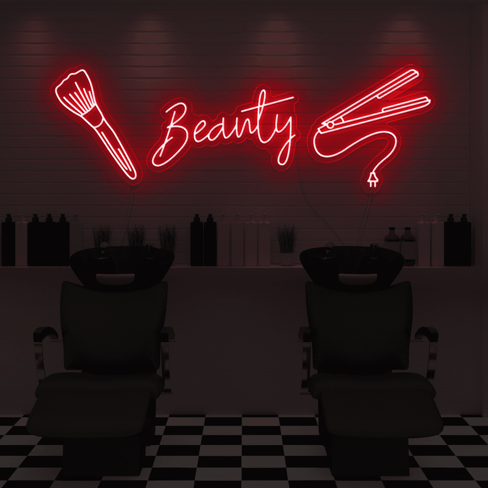 Beauty Salon LED neon sign in red color - by Neonmarvels.com