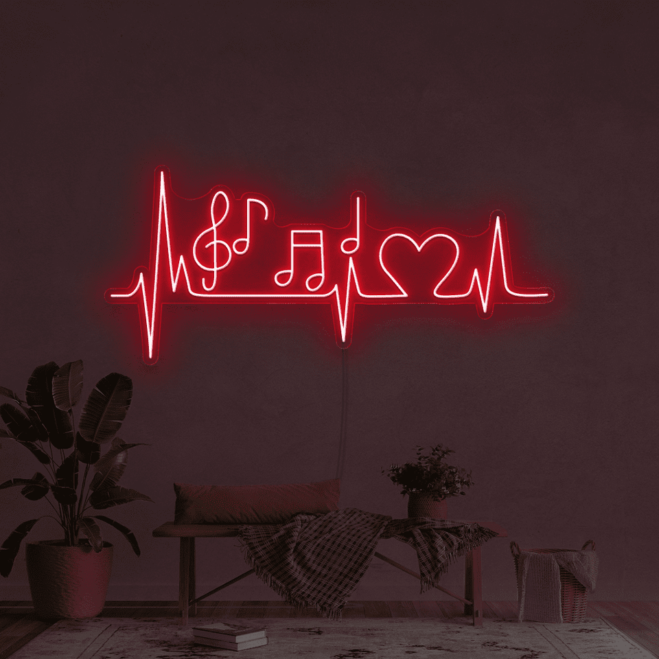 Music pulse LED Neon sign in red color designed by neonmarvels.com