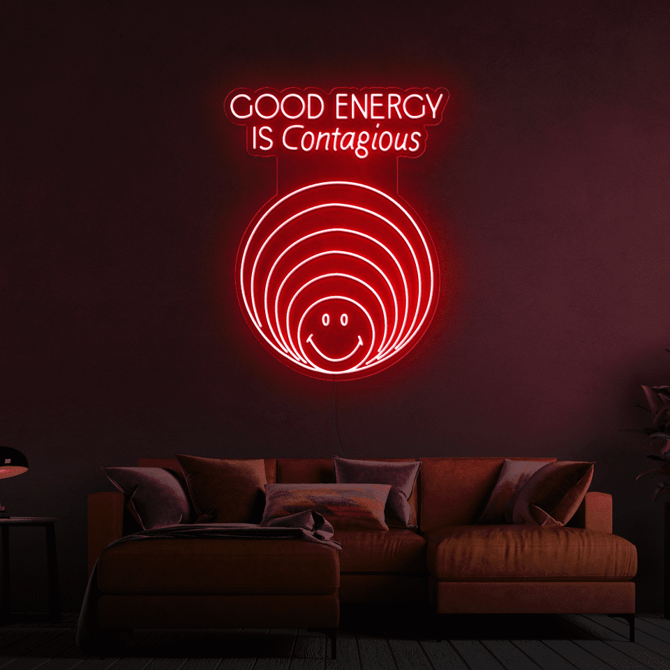 GOOD ENERGY IS CONTAGIOUS GREEN COLOR LED NEON SIGN