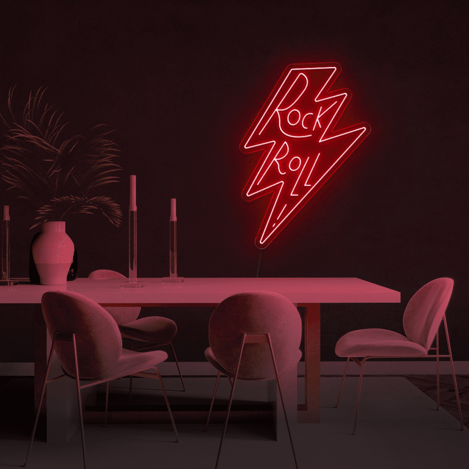 Rock and Roll LED neon sign in red color by Neonmarvels