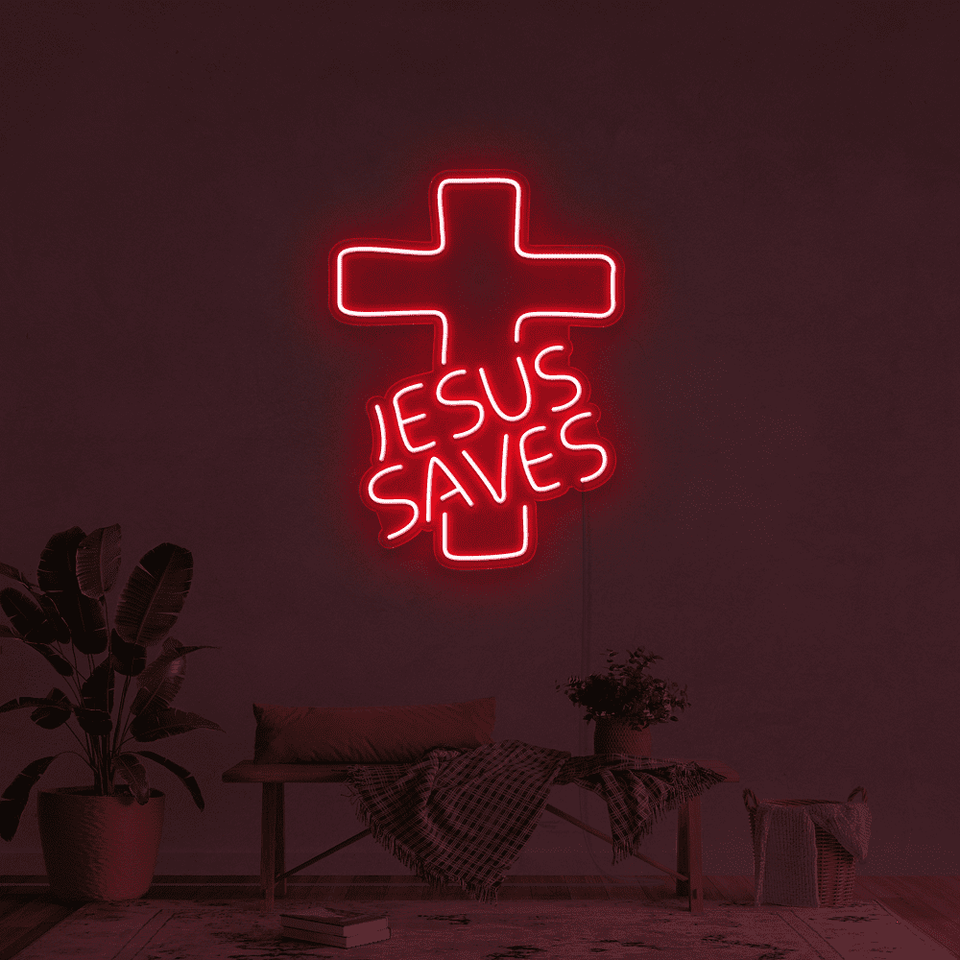 JESUS SAVES RED COLOR LED NEON SIGN