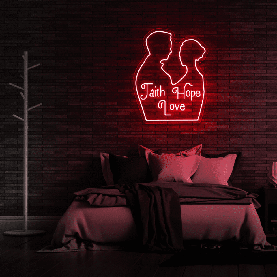 Love Faith Hope LED Neon Sign in Red Color by Neonmarvels.com