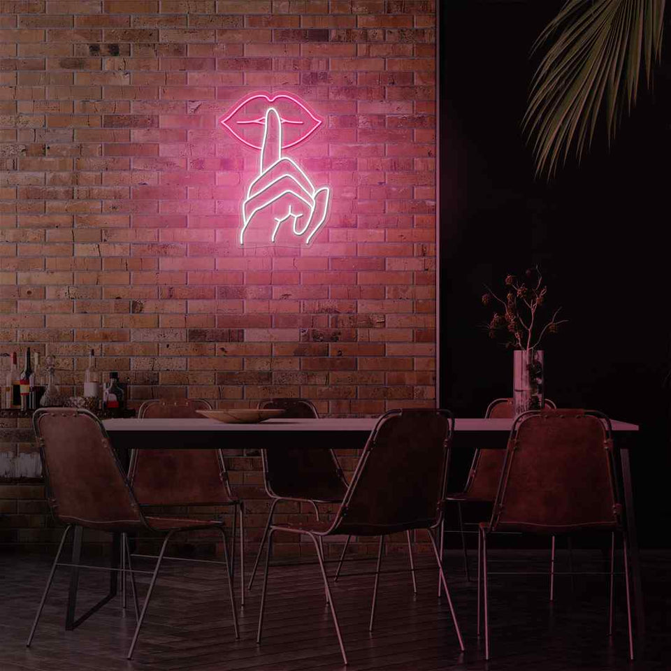 Shhh lips neon sign