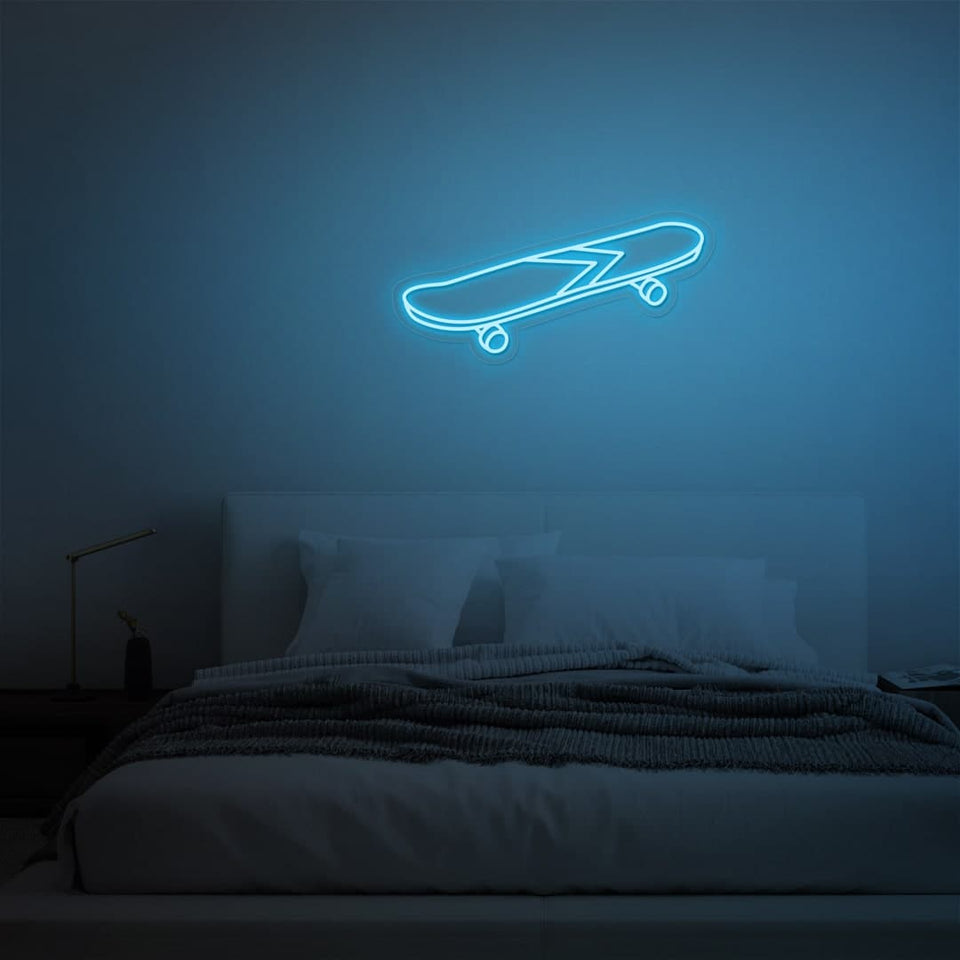SKATEBOARD ICE BLUE COLOR NEON SIGN