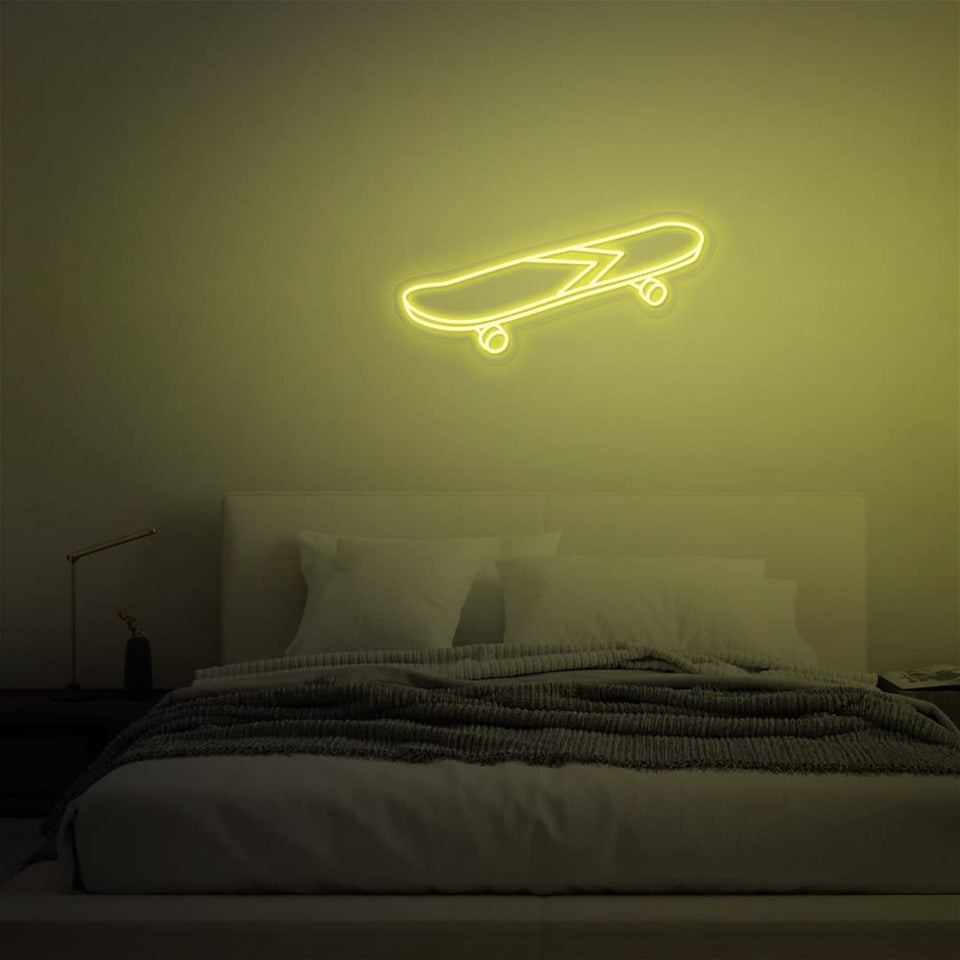 SKATEBOARD LEMON YELLOW COLOR NEON SIGN