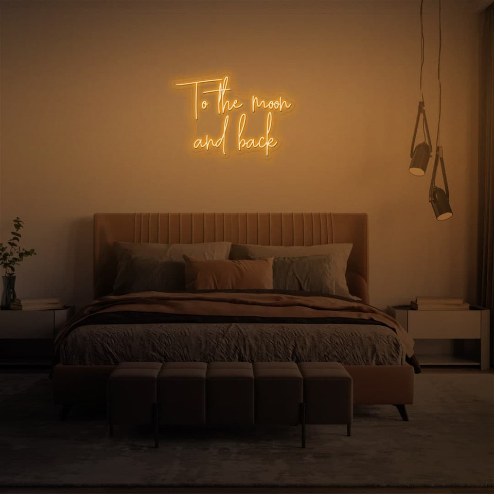TO THE MOON AND BACK ORANGE COLOR NEON SIGN