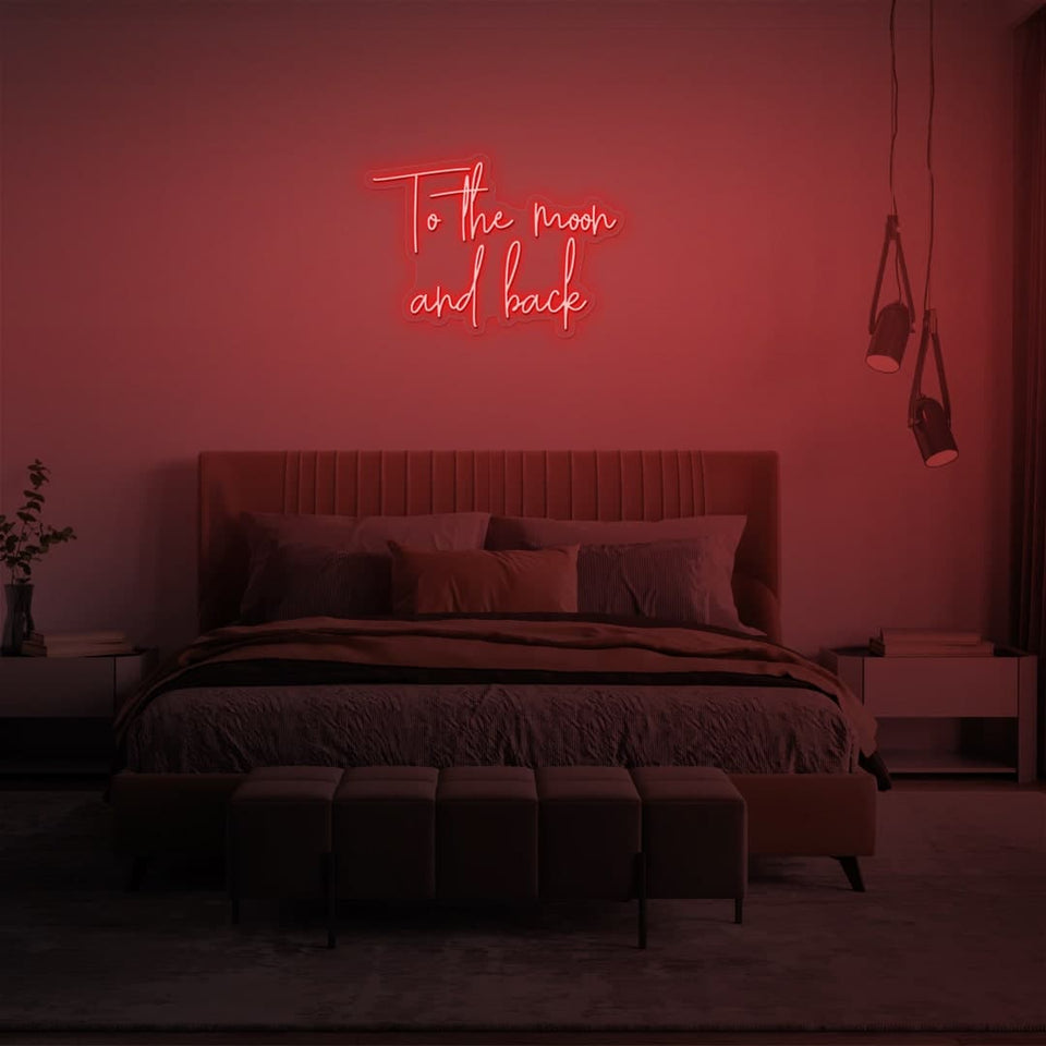 TO THE MOON AND BACK RED COLOR NEON SIGN