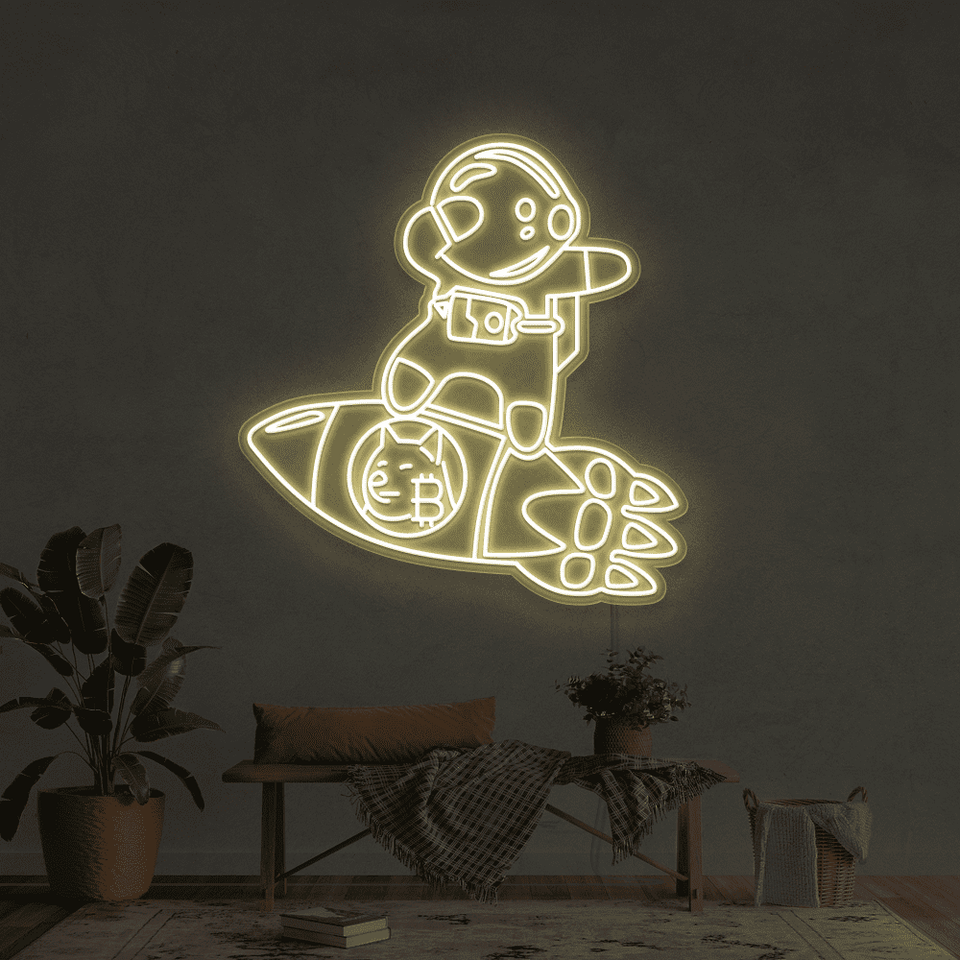 DOGECOIN BABY ASTRONAUT WARM WHITE COLOR LED NEON SIGN