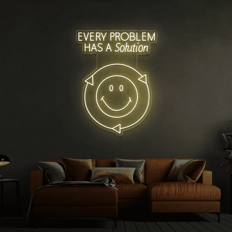 EVERY PROBLEM HAS A SOLUTION GOLDEN YELLOW COLOR LED NEON SIGN