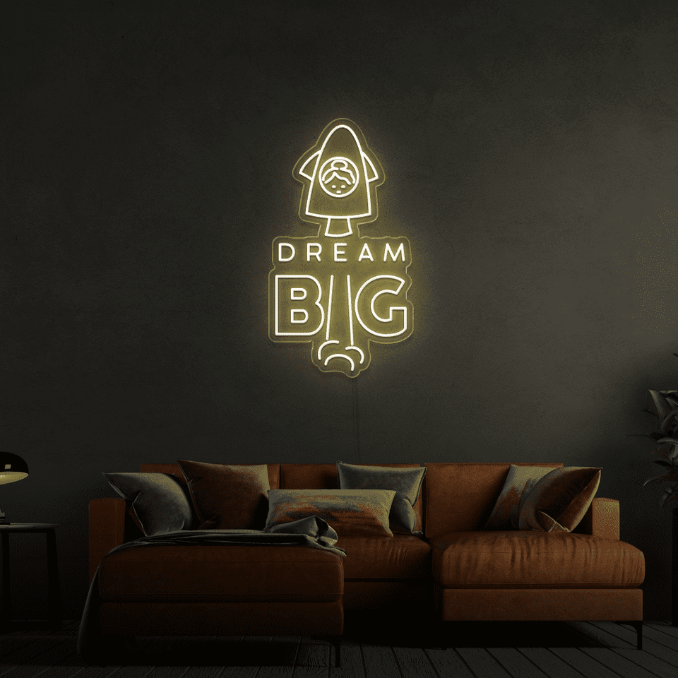 DREAM BIG GOLDEN YELLOW COLOR LED NEON SIGN