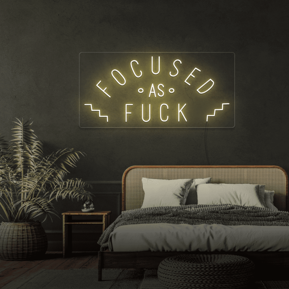 FOCUSED AS FUCK GOLDEN YELLOW COLOR LED NEON SIGN