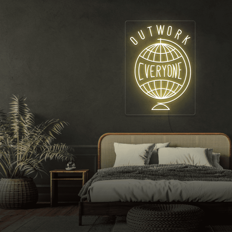 OUTWORK EVERYONE  WARM WHITE COLOR LED NEON SIGN