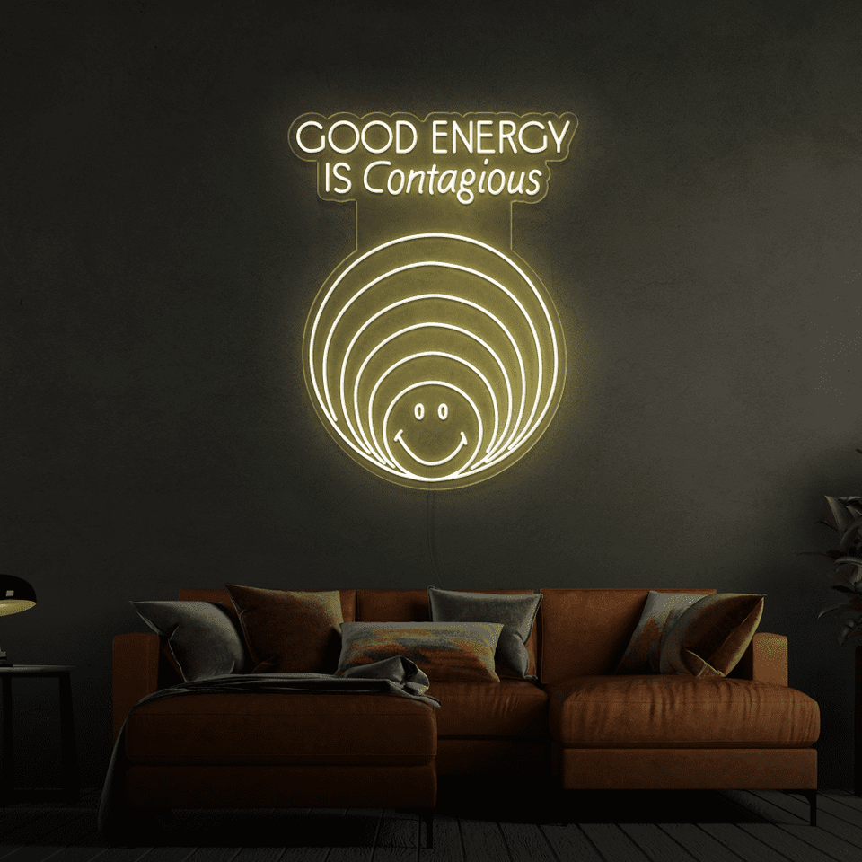 GOOD ENERGY IS CONTAGIOUS GOLDEN YELLOW COLOR LED NEON SIGN