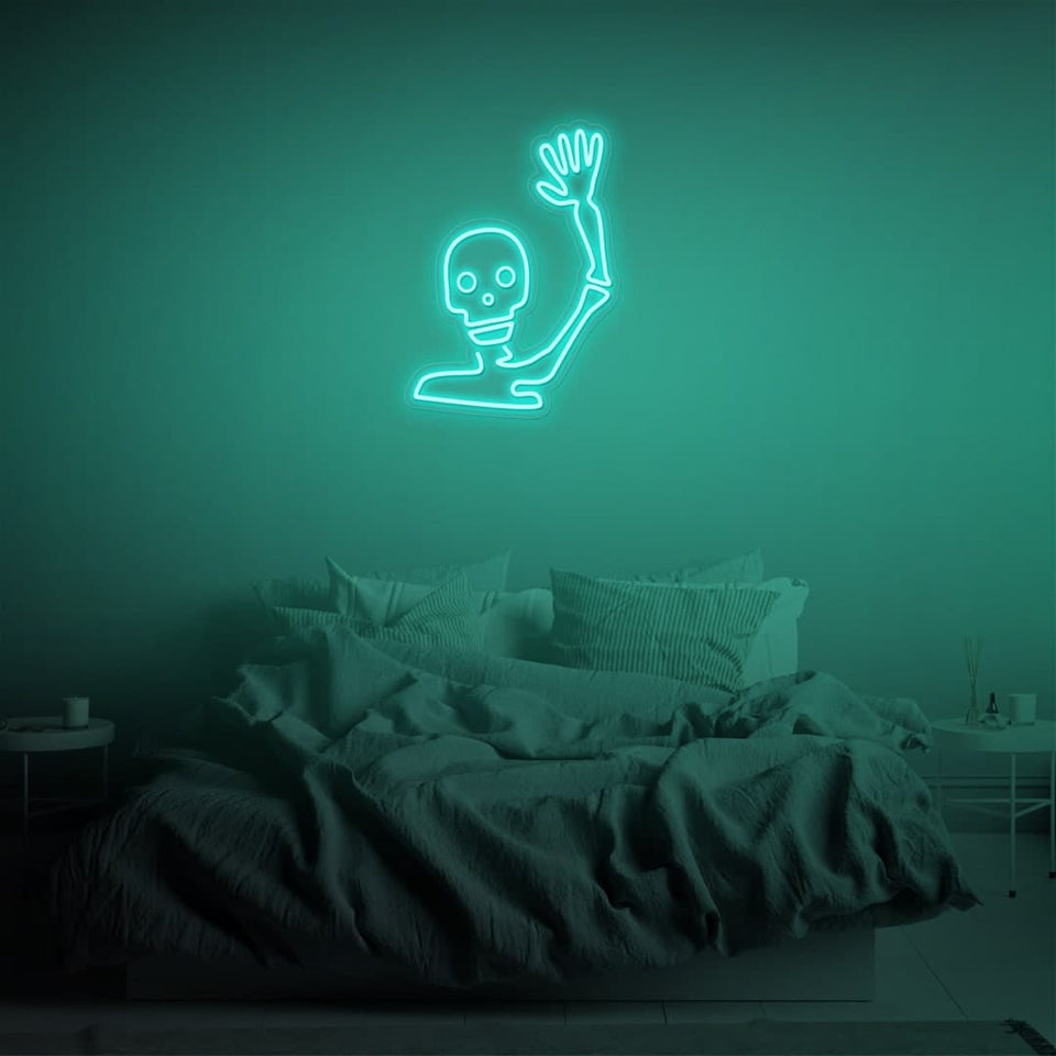 WAVING SKELETON MINT GREEN COLOR NEON SIGN