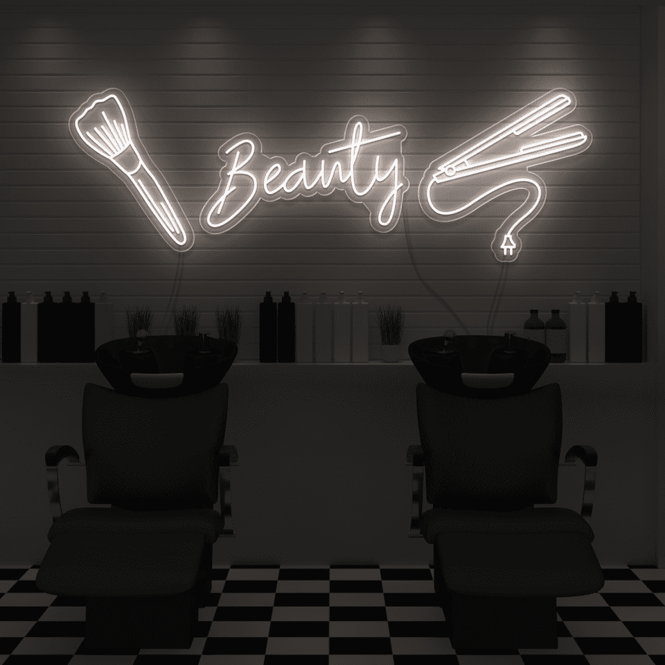 Beauty Salon LED neon sign in white color - by Neonmarvels.com