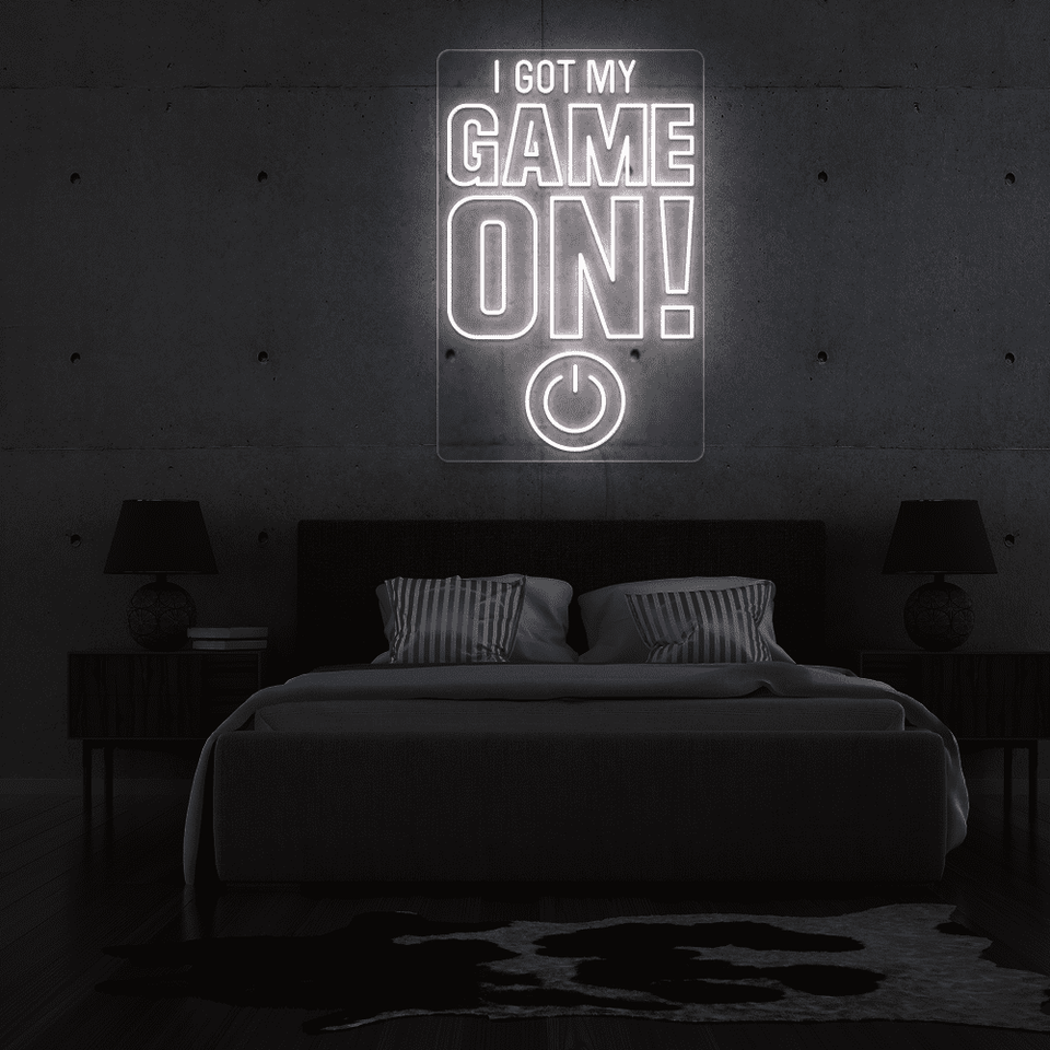 I GOT MY GAME ON white color LED neon sign designed by neonmarvels.com