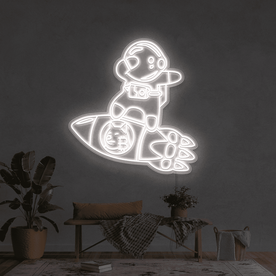 DOGECOIN BABY ASTRONAUT WHITE COLOR LED NEON SIGN