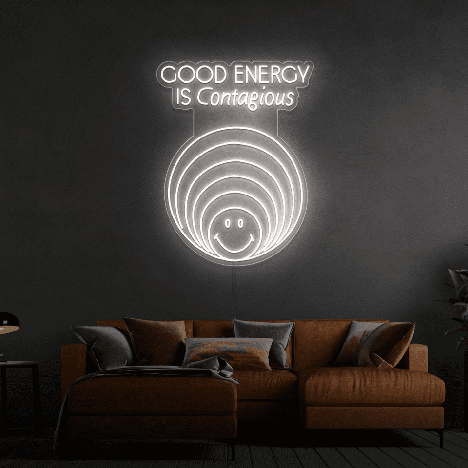 GOOD ENERGY IS CONTAGIOUS DEEP GREEN COLOR LED NEON SIGN