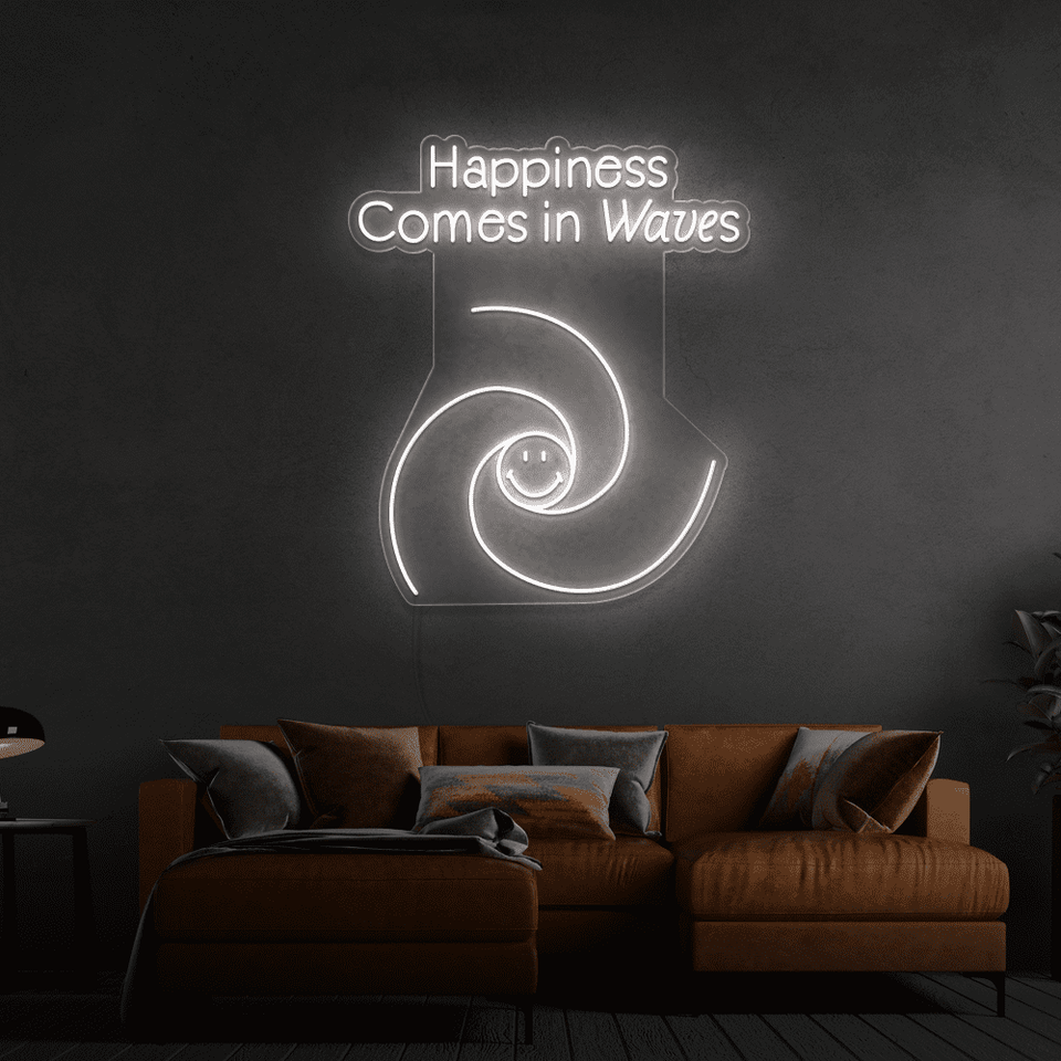 HAPPINESS COMES IN WAVES DEEP GREEN COLOR LED NEON SIGN