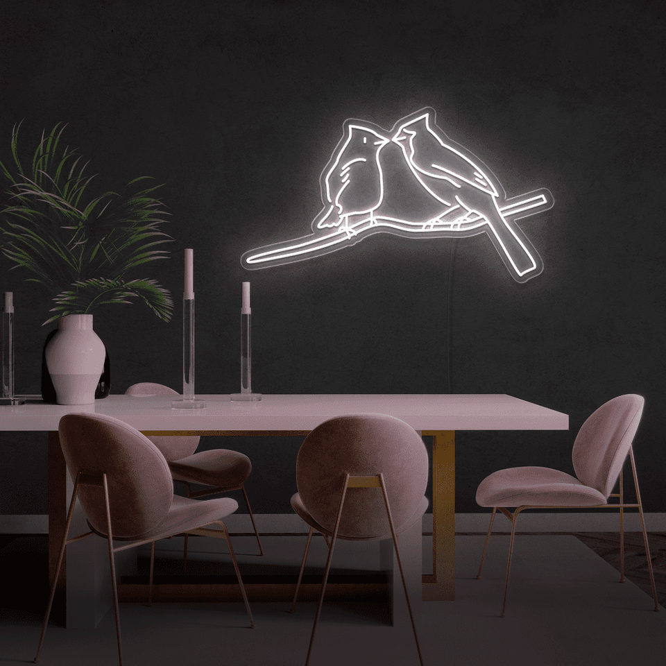 TWO BIRDS WHITE COLOR LED NEON SIGN