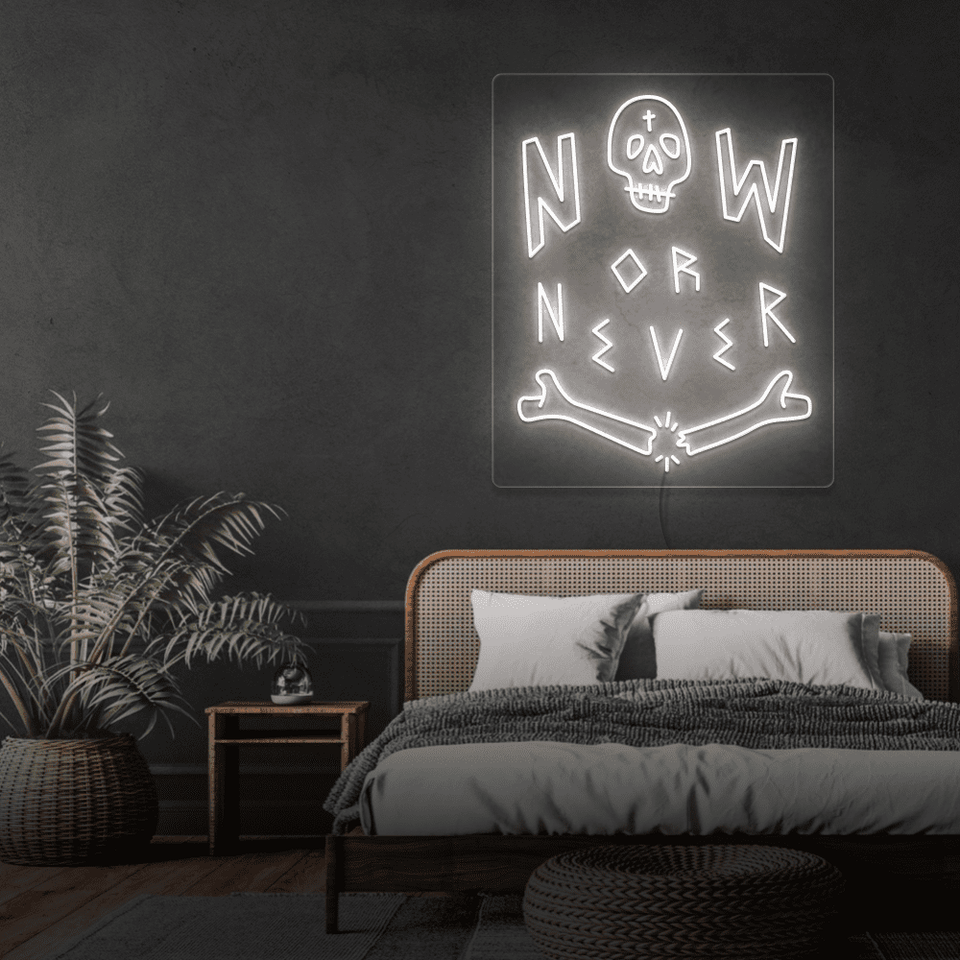 NOW OR NEVER WHITE COLOR LED NEON SIGN