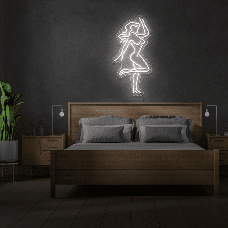 GIRL DANCING WHITE COLOR LED NEON SIGN