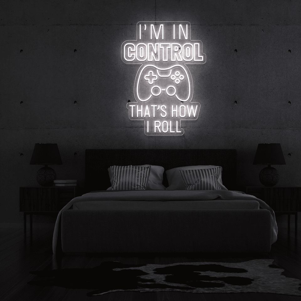 I'M IN CONTROL white color LED neon sign designed by Neonmarvels.com