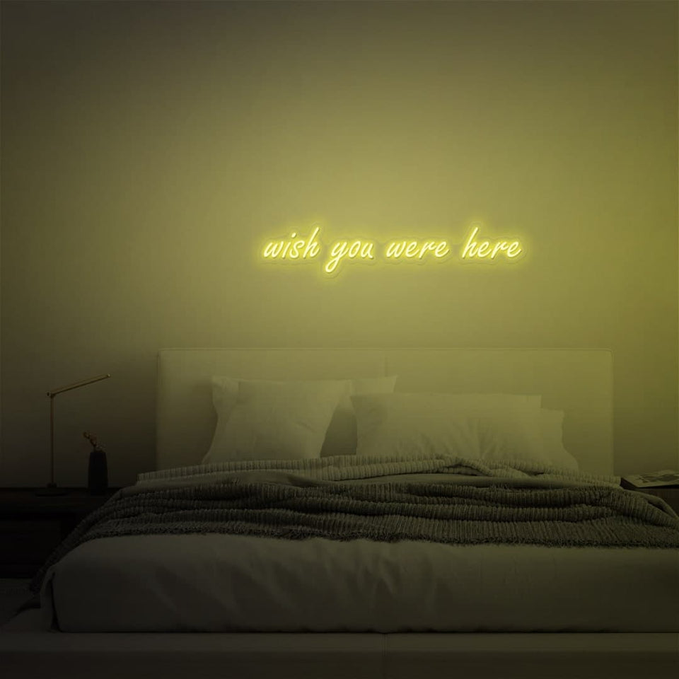 WISH YOU WERE HERE LEMON YELLOW COLOR NEON SIGN
