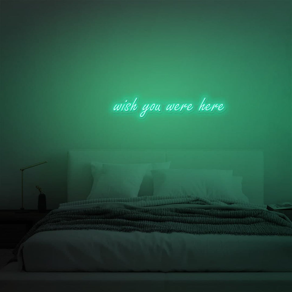 WISH YOU WERE HERE MINT GREEN COLOR NEON SIGN