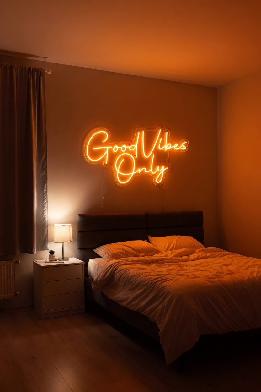 GOOD VIBES ONLY ORANGE COLOR LED NEON SIGN