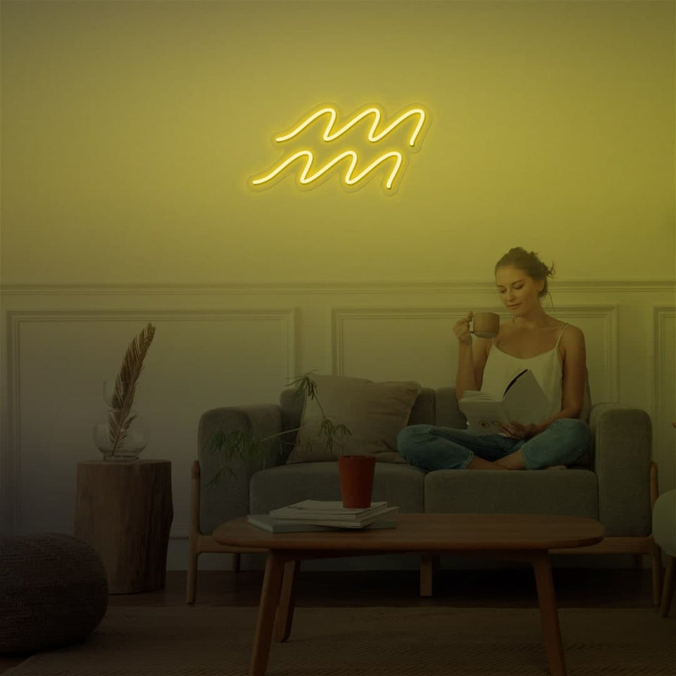 AQUARIUS GOLDEN YELLOW COLOR NEON SIGN