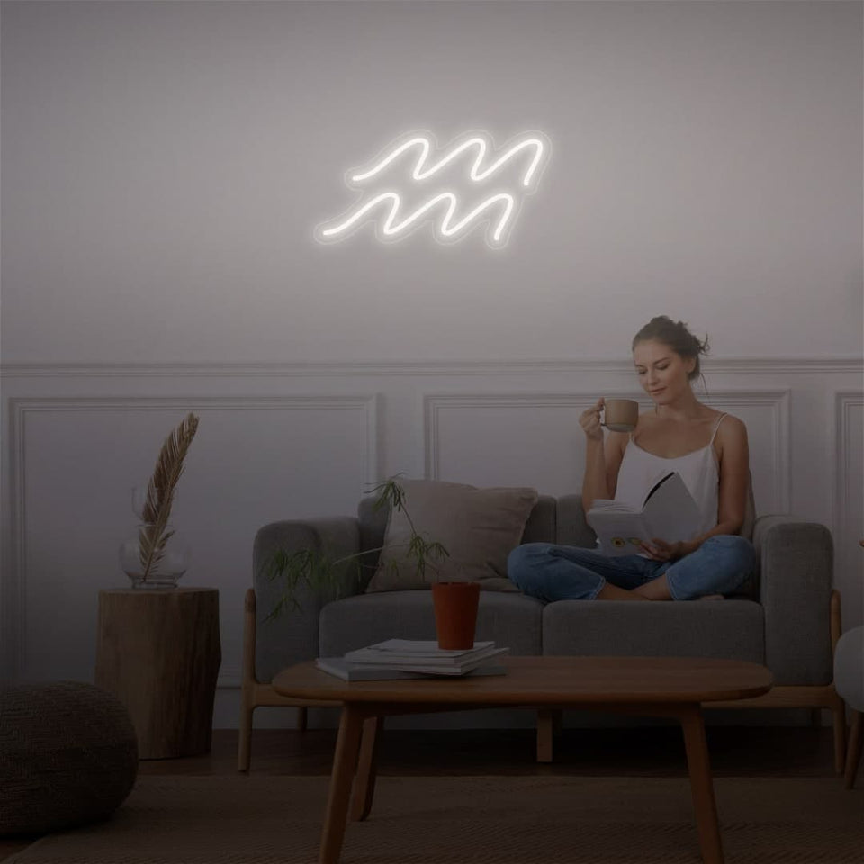 AQUARIUS WHITE COLOR NEON SIGN