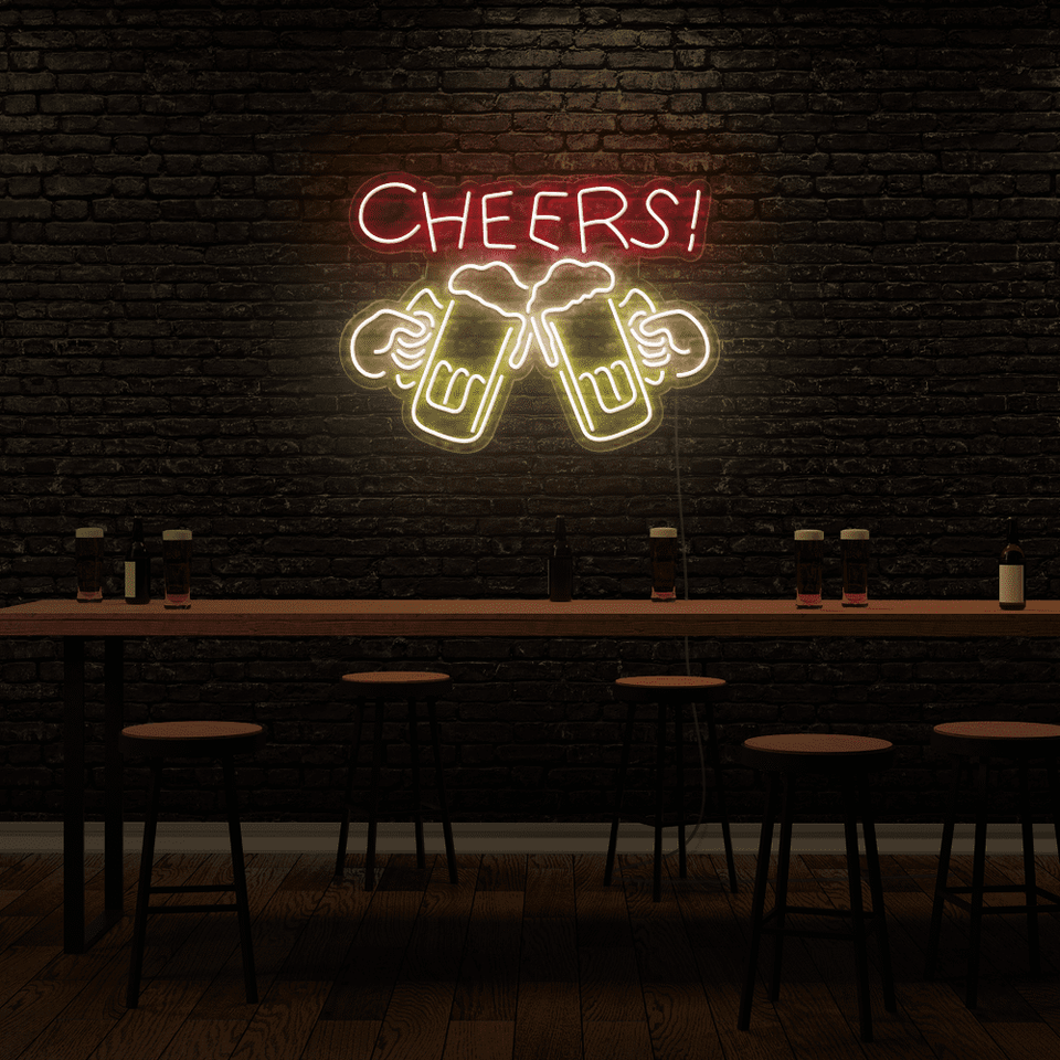 Cheers Beer LED neon sign in red and yellow colors by Neonmarvels.com