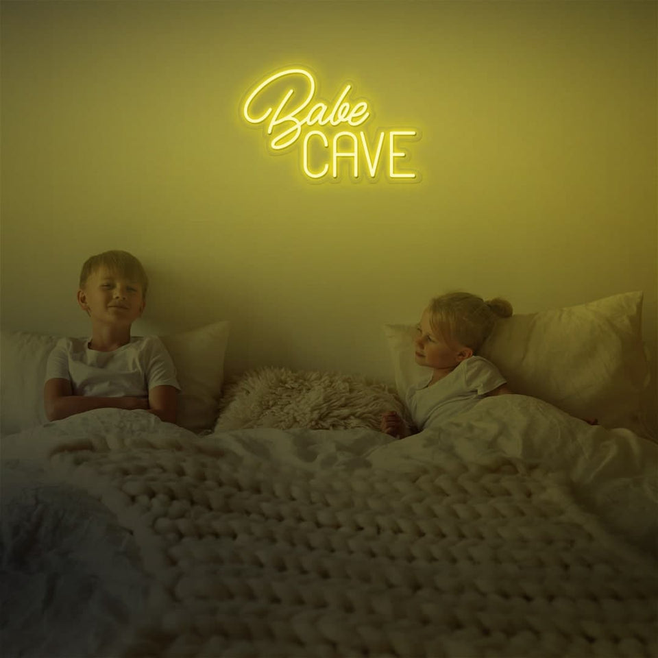 BABE CAVE GOLDEN YELLOW COLOR NEON SIGN